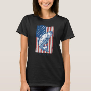 Fish Graphic Usa 4th Of July Patriotic American T-Shirt