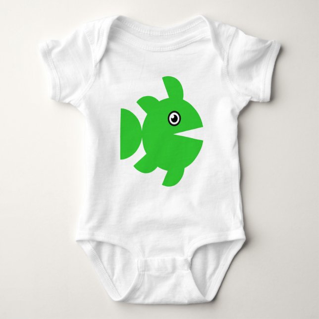 Fish - Green Baby Bodysuit (Front)