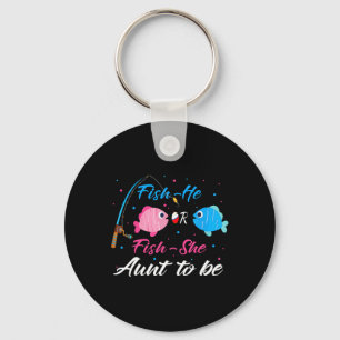 Fish-he Or Fish-she Aunt To Be Gender Reveal Baby Key Ring