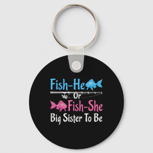 Fish-he Or Fish-she Big Sister Gender Reveal Baby Key Ring