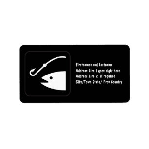 Fish Head and Hook - Black and White Label