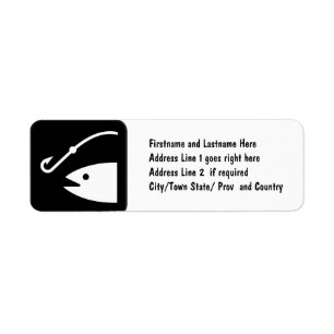 Fish Head and Hook - Black and White Return Address Label