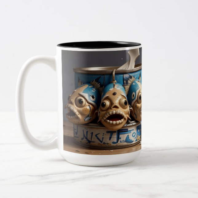 Fish Head Humour Two-Tone Coffee Mug (Left)