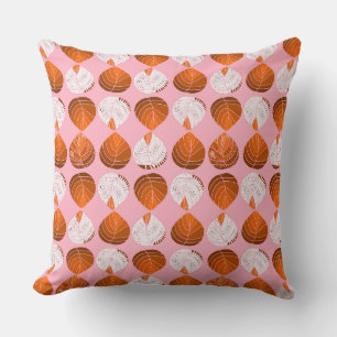 Fish Head Leaves Brown Orange White Pink Cushion