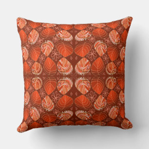 Fish Head Leaves Flowers Hearts Terracotta Cushion