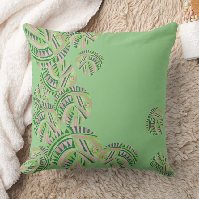 Fish Head Leaves Jazz V Mint Dusty Pink 4 Cushion (Blanket)