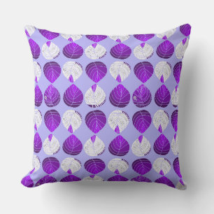 Fish Head Leaves Purple White Lavender Cushion