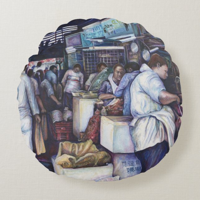 Fish Head Soup, Singapore Round Cushion (Front)
