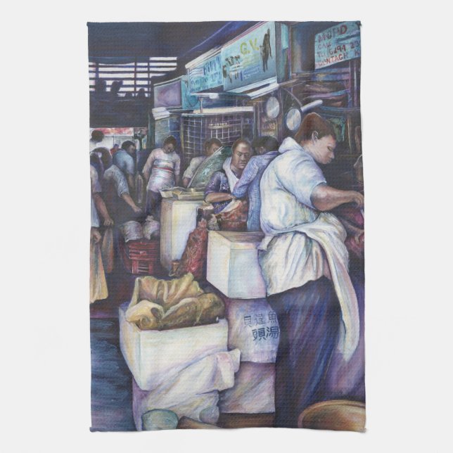 Fish Head Soup, Singapore Tea Towel (Vertical)