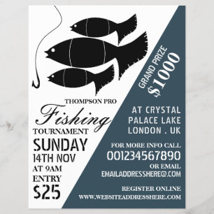 Fish & Hook, Fishing Tournament Event Advertising Flyer