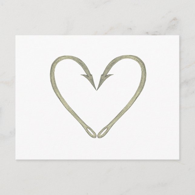 Fish Hook Heart Postcard (Front)