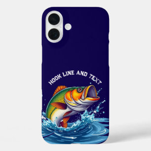 Fish-Hook Line and Text iPhone 16 Plus Case