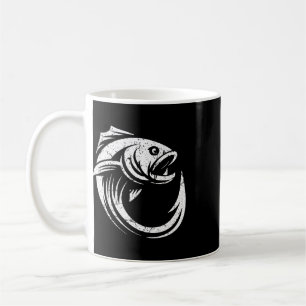 Fish Hook Minimal Artwork Angler's Simple Line Fis Coffee Mug