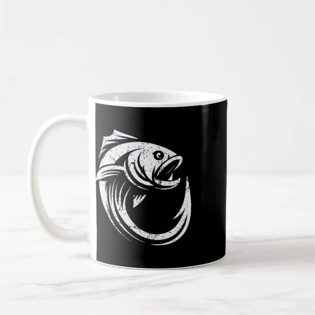 Fish Hook Minimal Artwork Angler's Simple Line Fis Coffee Mug (Left)