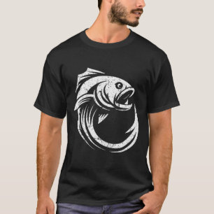 Fish Hook Minimal Artwork Angler's Simple Line Fis T-Shirt