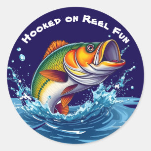 Fish-Hooked on Reel Fun Classic Round Sticker