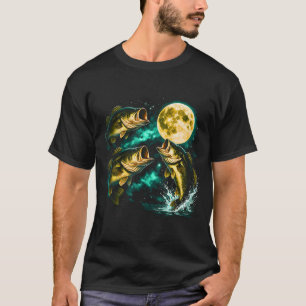 Fish Howling to The Moon Vintage 90s Retro Fish Gr T-Shirt