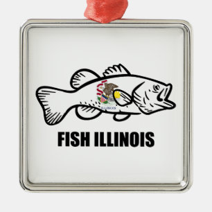 Fish Illinois Bass Metal Ornament