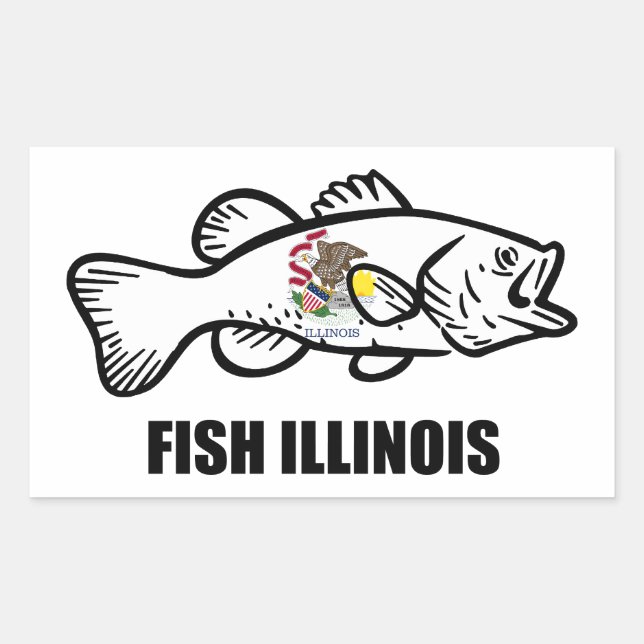 Fish Illinois Bass Rectangular Sticker (Front)