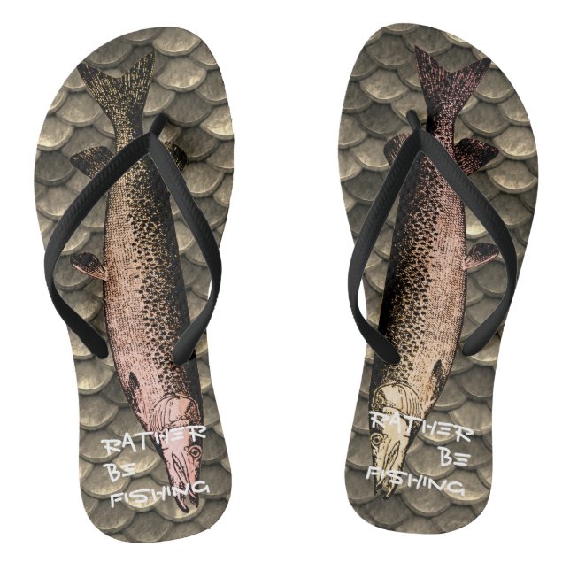 Fish Illustration & scale background Flip-flops Thongs (Footbed)