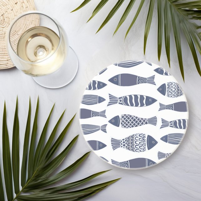 Fish in Blue & White Coaster (Creator Uploaded)