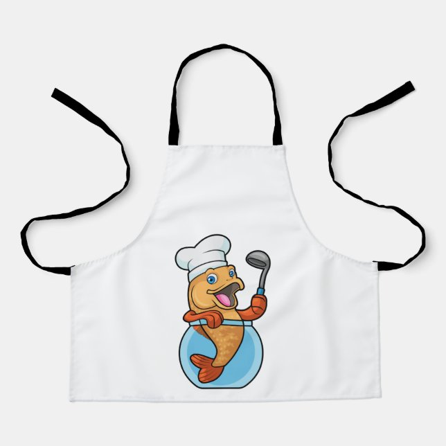 Fish in Glass as Cook with Soup spoon Apron (Front)