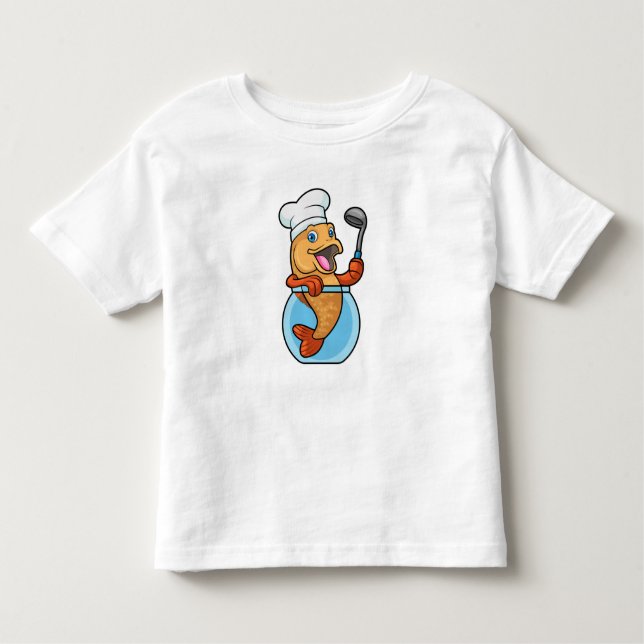Fish in Glass as Cook with Soup spoon Toddler T-Shirt (Front)