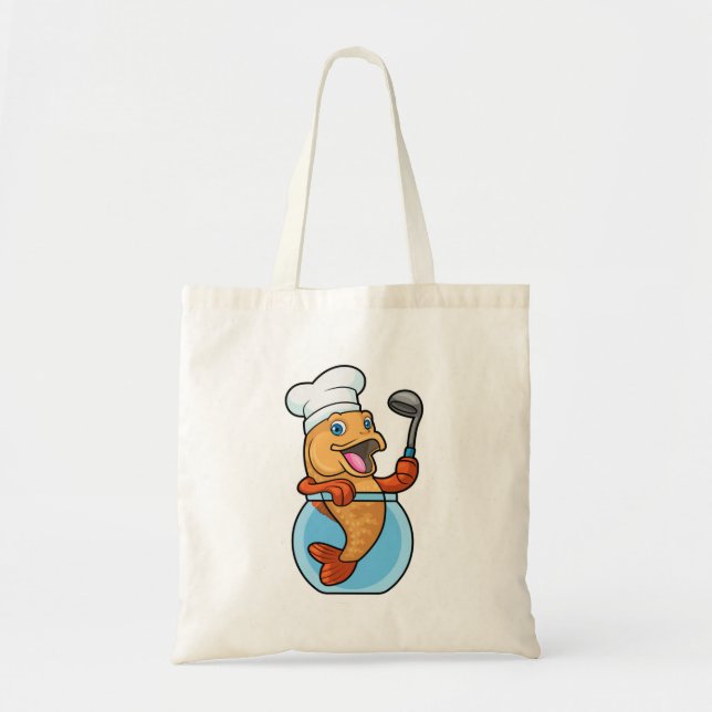 Fish in Glass as Cook with Soup spoon Tote Bag (Front)