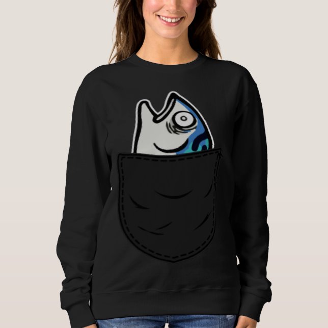 Fish in Pocket Meme Animal Sweatshirt (Front)