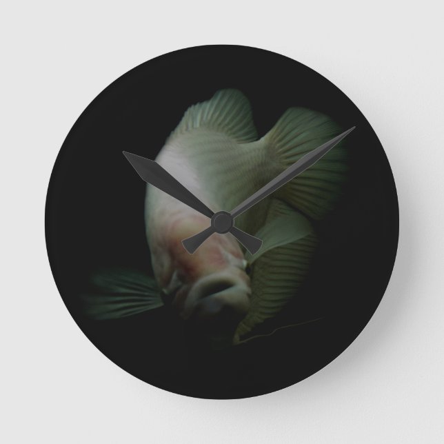 Fish in Tank Portrait Round Clock (Front)