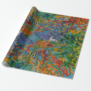 Fish in the Ocean Abstract Art Wrapping Paper