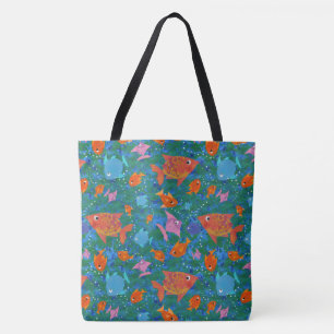 Fish in the Sea, Colourful, Fun Pattern Tote Bag