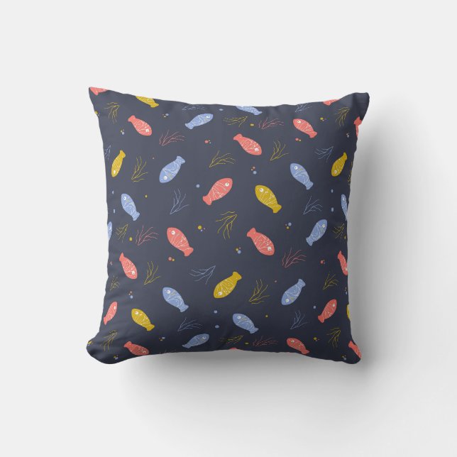 Fish in three colours Underwater Sea Fun Cushion (Front)