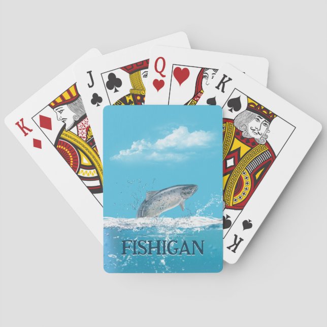 Fish In Water In Michigan Playing Cards (Back)