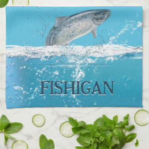 Fish In Water In Michigan Tea Towel