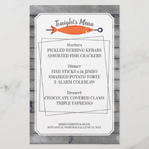 Fish kebab seafood menu letterhead stationery