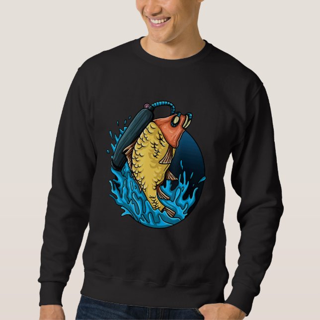 Fish  Kids Diving Fisherman Goldfish Lake Sweatshirt (Front)