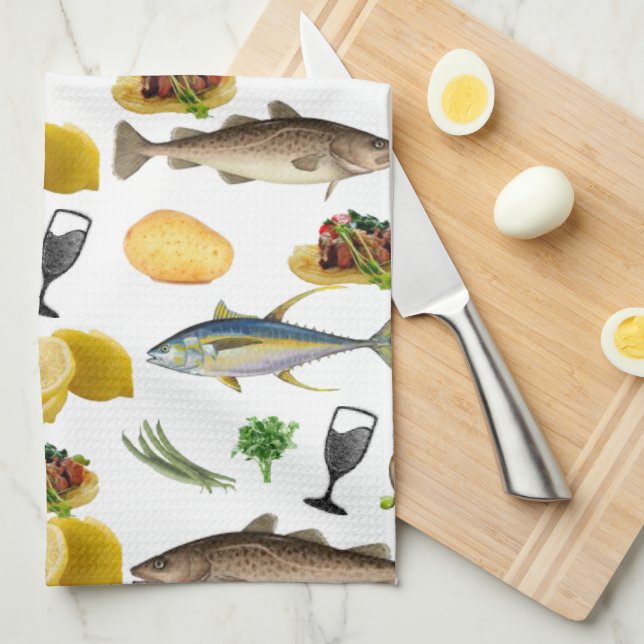 Fish Kitchen Hand Towel (Quarter Fold)