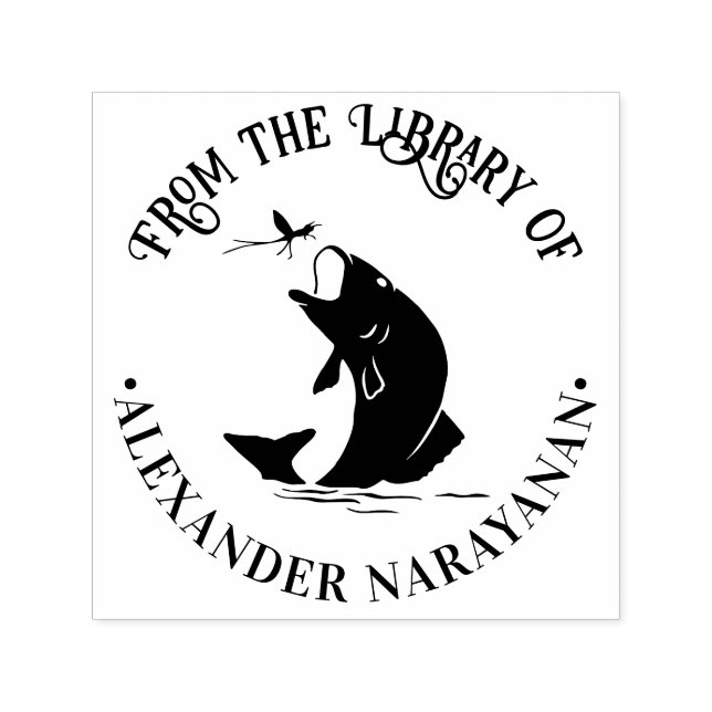 Fish Leaping for Dinner “From the library of” Name Self-inking Stamp (Design)