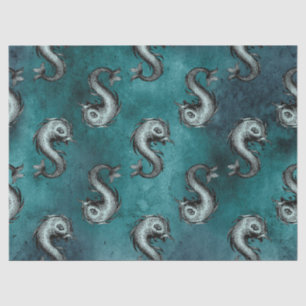 Fish Like Sea Creatures on Green/Teal Decoupage Tissue Paper