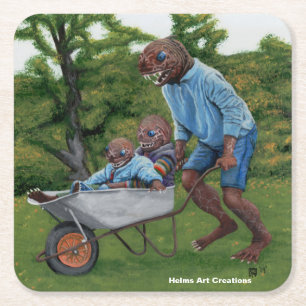 Fish Man Autumn Fun Fantasy Art Paper Coasters