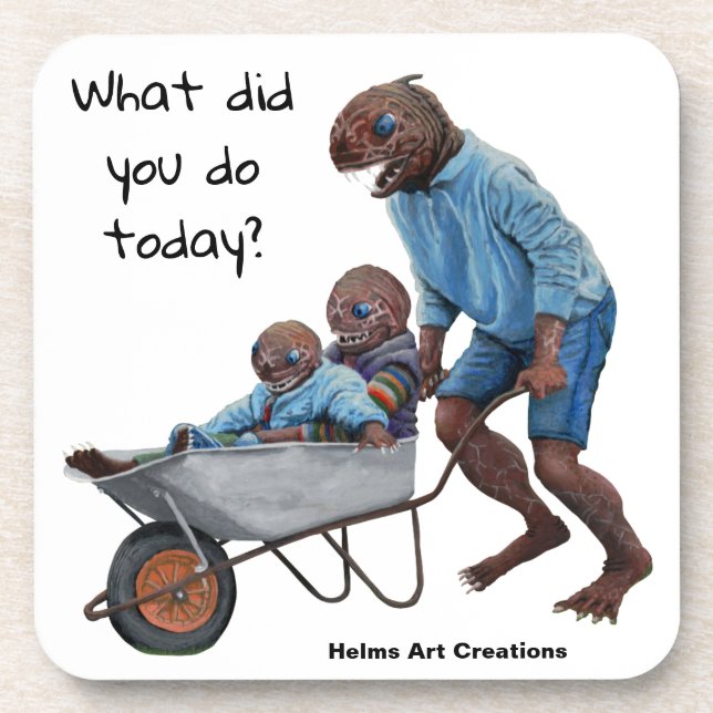 Fish Man Fall Fun Fantasy Art Plastic Coasters (Front)
