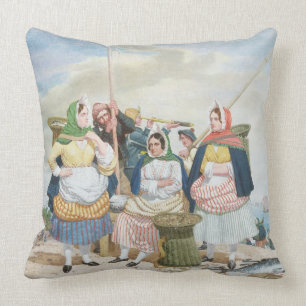 Fish Market by the Sea, c.1860 (oil on canvas) Cushion