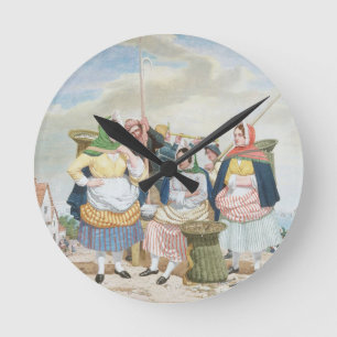 Fish Market by the Sea, c.1860 (oil on canvas) Round Clock
