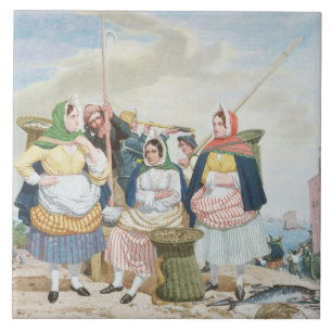 Fish Market by the Sea, c.1860 (oil on canvas) Tile