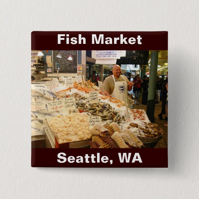 Fish Market Seattle Washington 15 Cm Square Badge (Front)