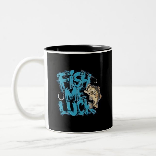 Fish Me Luck Graffiti Bass Art Two-Tone Coffee Mug (Left)