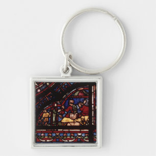 Fish merchants, detail from a window key ring