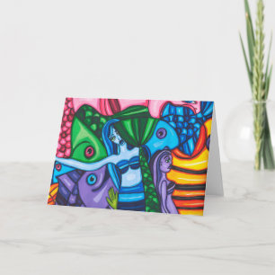 Fish Mermaids Abstract Original Art Painting Card
