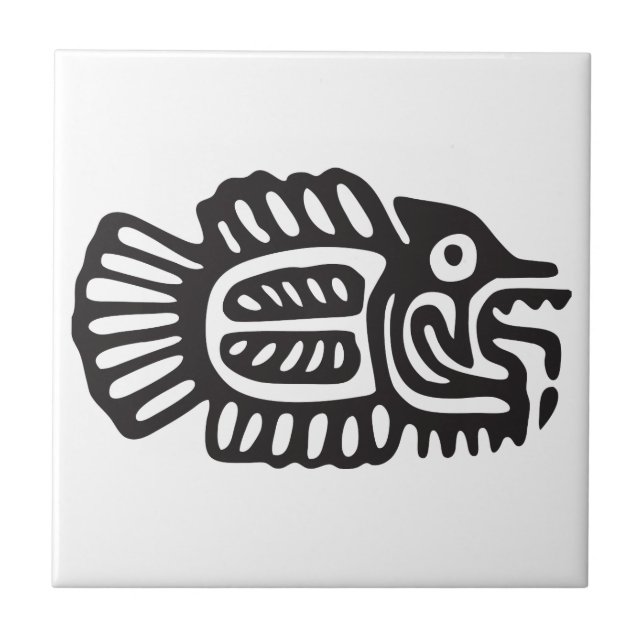 Fish, Mexican hieroglyph(Maya) Tile (Front)